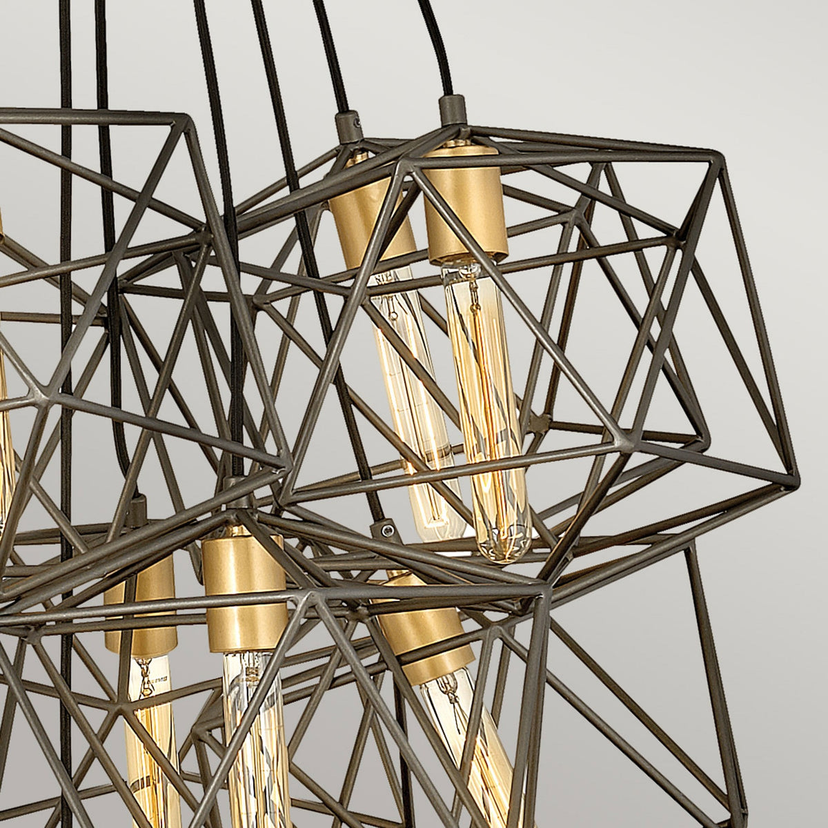 Astrid Eleven Light Cluster Pendant in Matt Bronze and Deluxe Gold