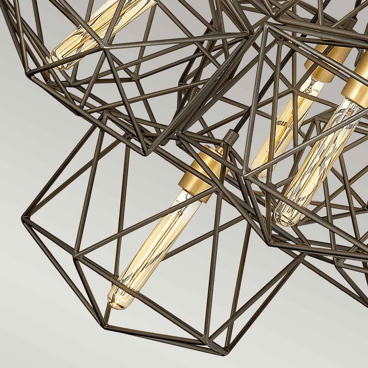 Astrid Eleven Light Cluster Pendant in Matt Bronze and Deluxe Gold