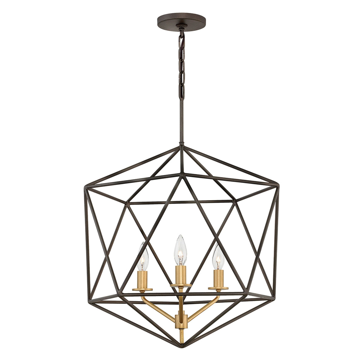Astrid Three Light Pendant in Matt Bronze and Deluxe Gold