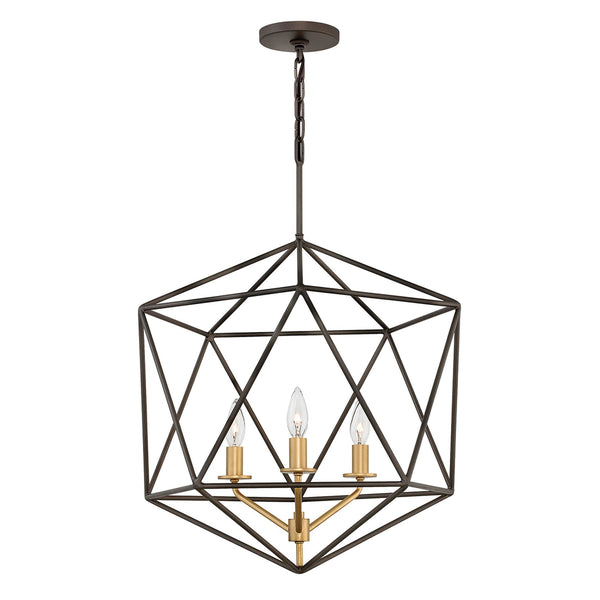 Astrid Three Light Pendant in Matt Bronze and Deluxe Gold