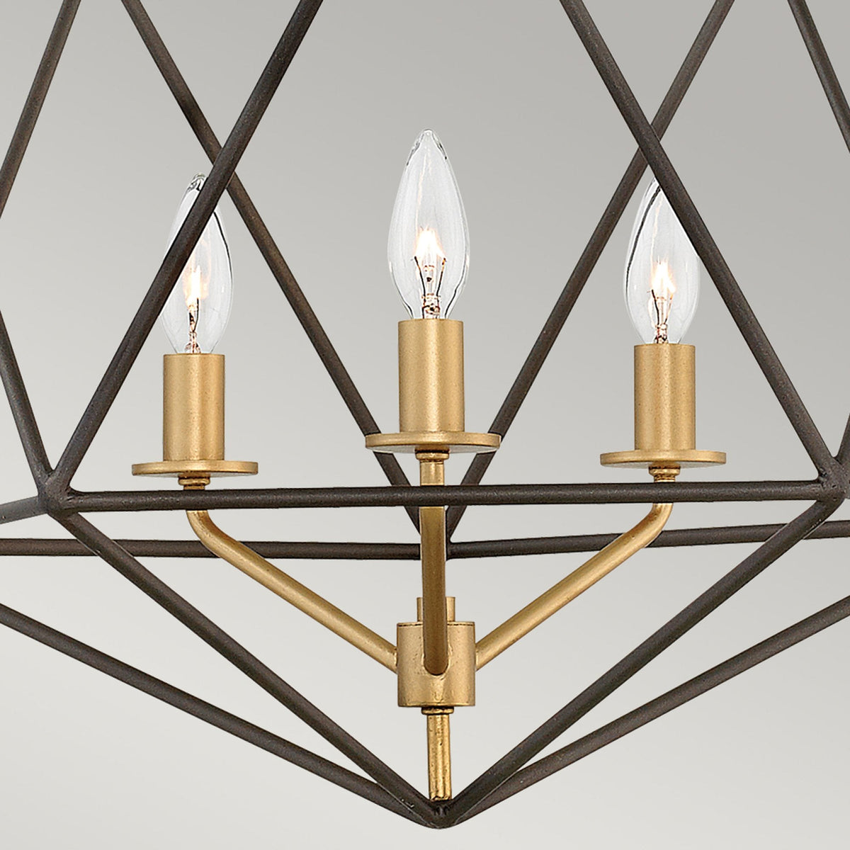 Astrid Three Light Pendant in Matt Bronze and Deluxe Gold