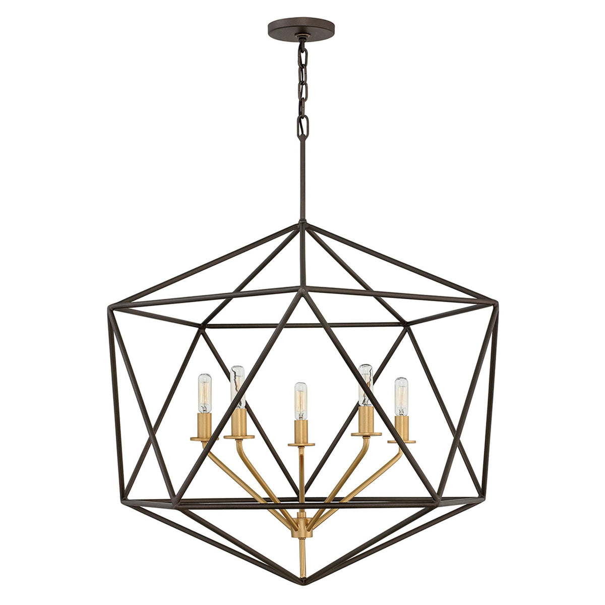 Astrid Five Light Pendant in Matt Bronze and Deluxe Gold