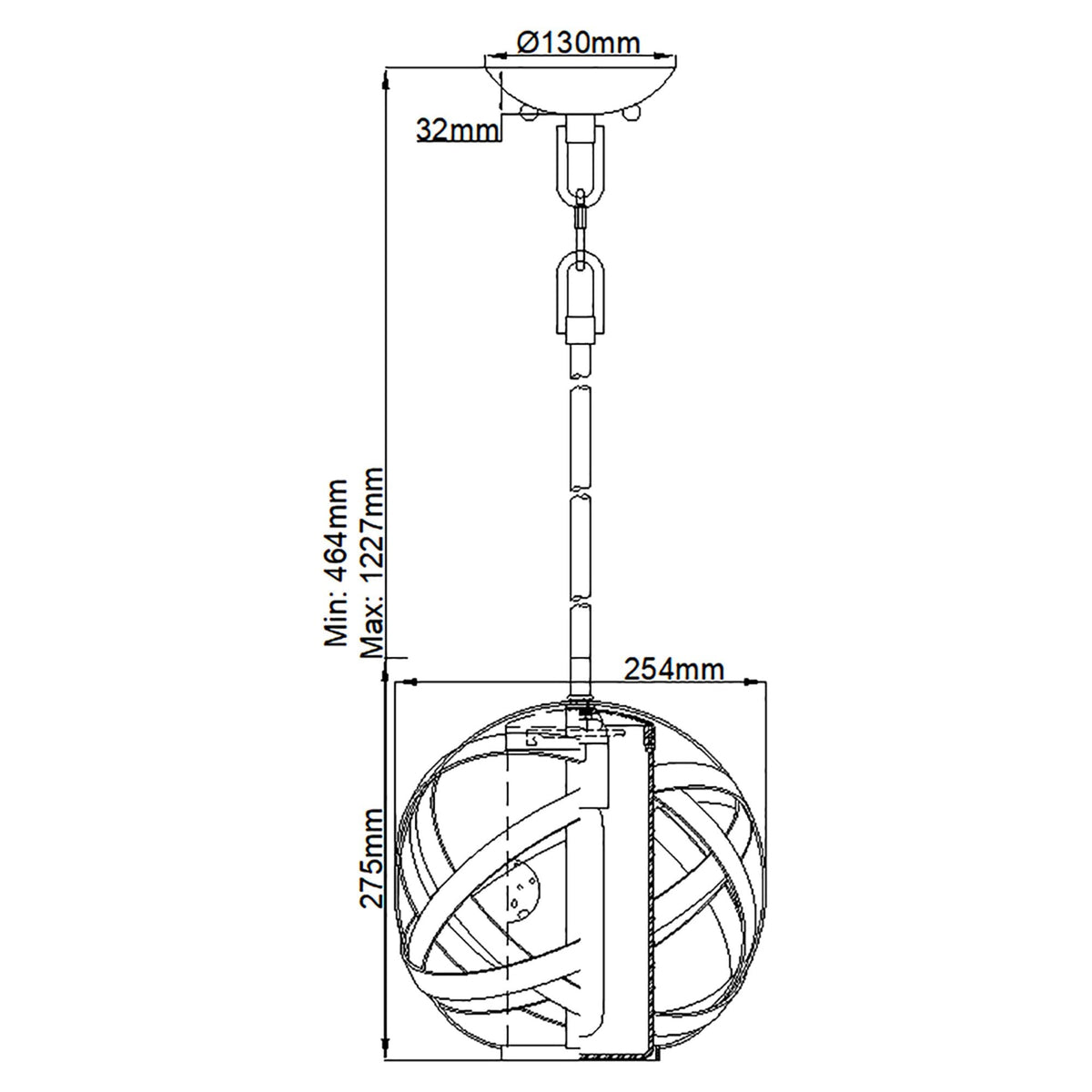 Carson Single Light IP44 Outdoor Chandelier in Vintage Iron