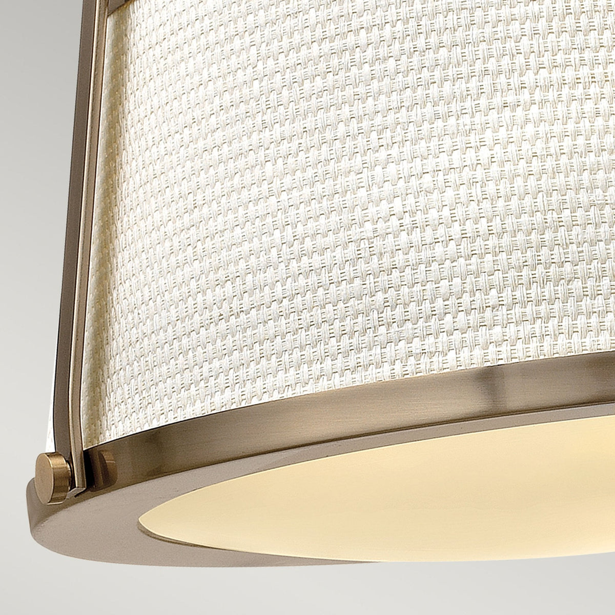 Charlotte Semi Flush Ceiling Light in Brushed Caramel with Linen Shade