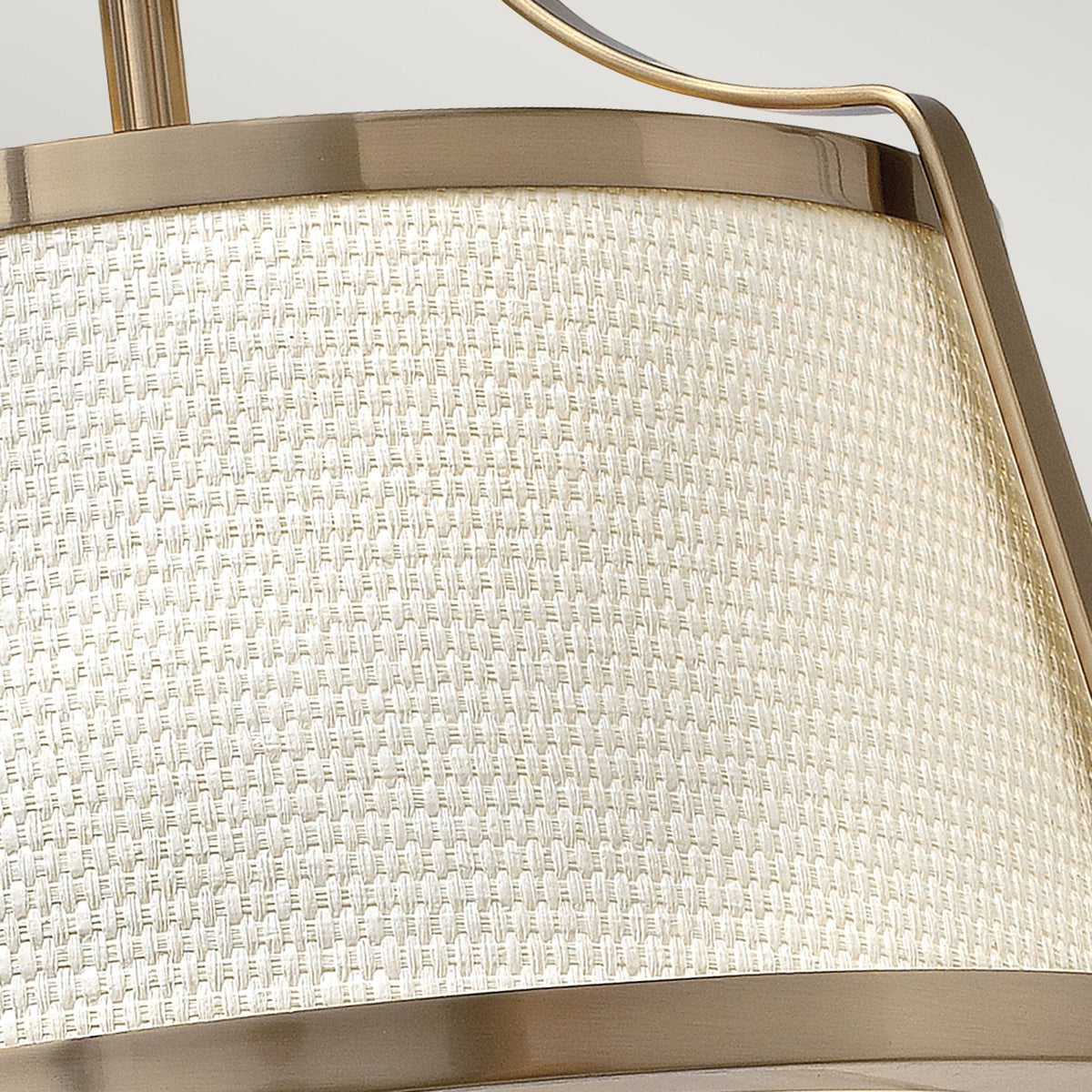 Charlotte Semi Flush Ceiling Light in Brushed Caramel with Linen Shade