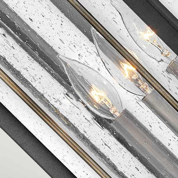 Fitzgerald IP44 Exterior Large Wall Light in Textured Black and Burnished Bronze