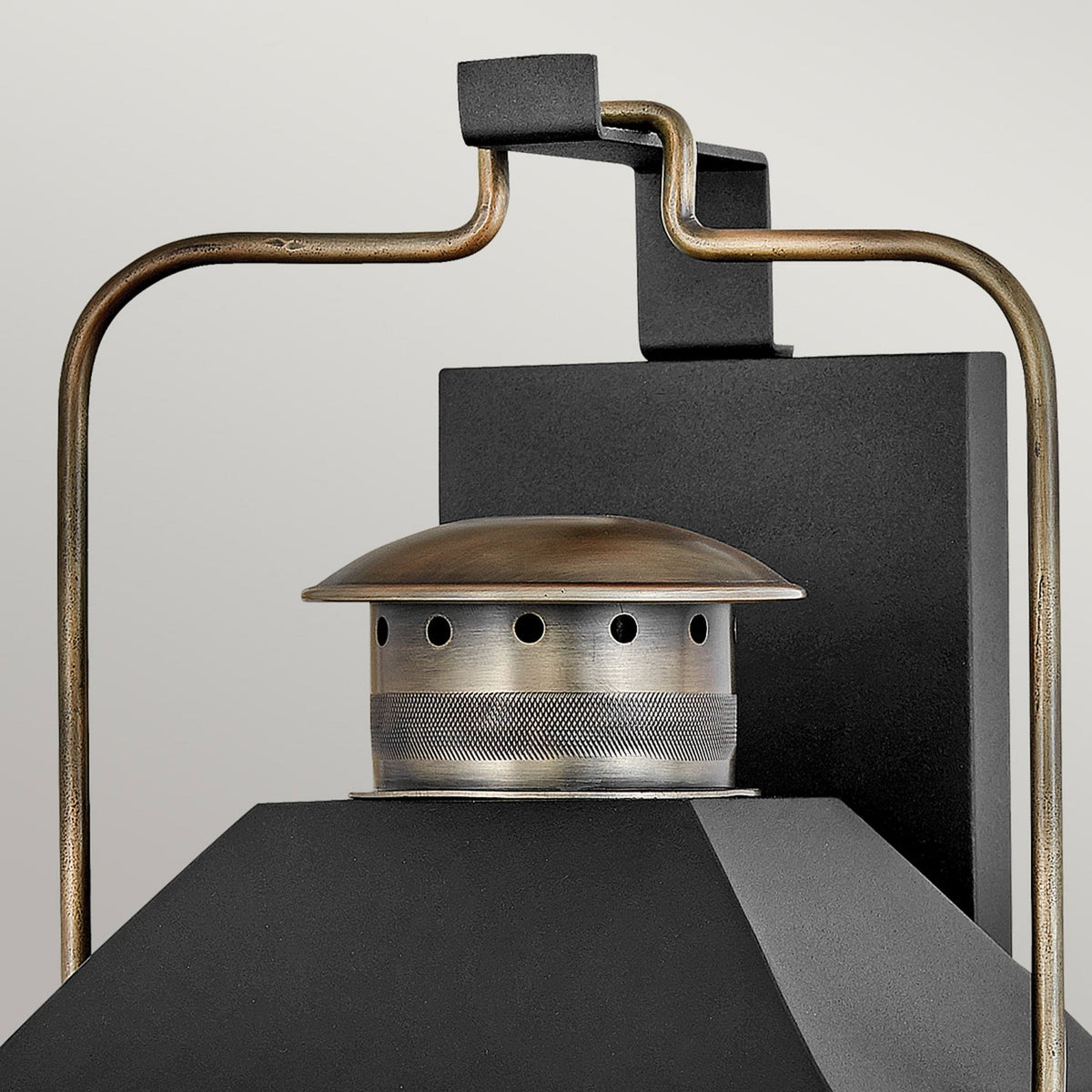 Fitzgerald IP44 Exterior Large Wall Light in Textured Black and Burnished Bronze