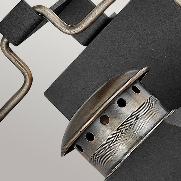 Fitzgerald IP44 Exterior Medium Wall Light in Textured Black and Burnished Bronze