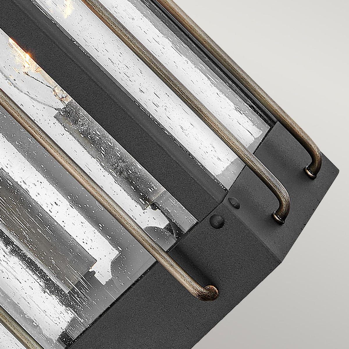 Fitzgerald IP44 Exterior Medium Wall Light in Textured Black and Burnished Bronze