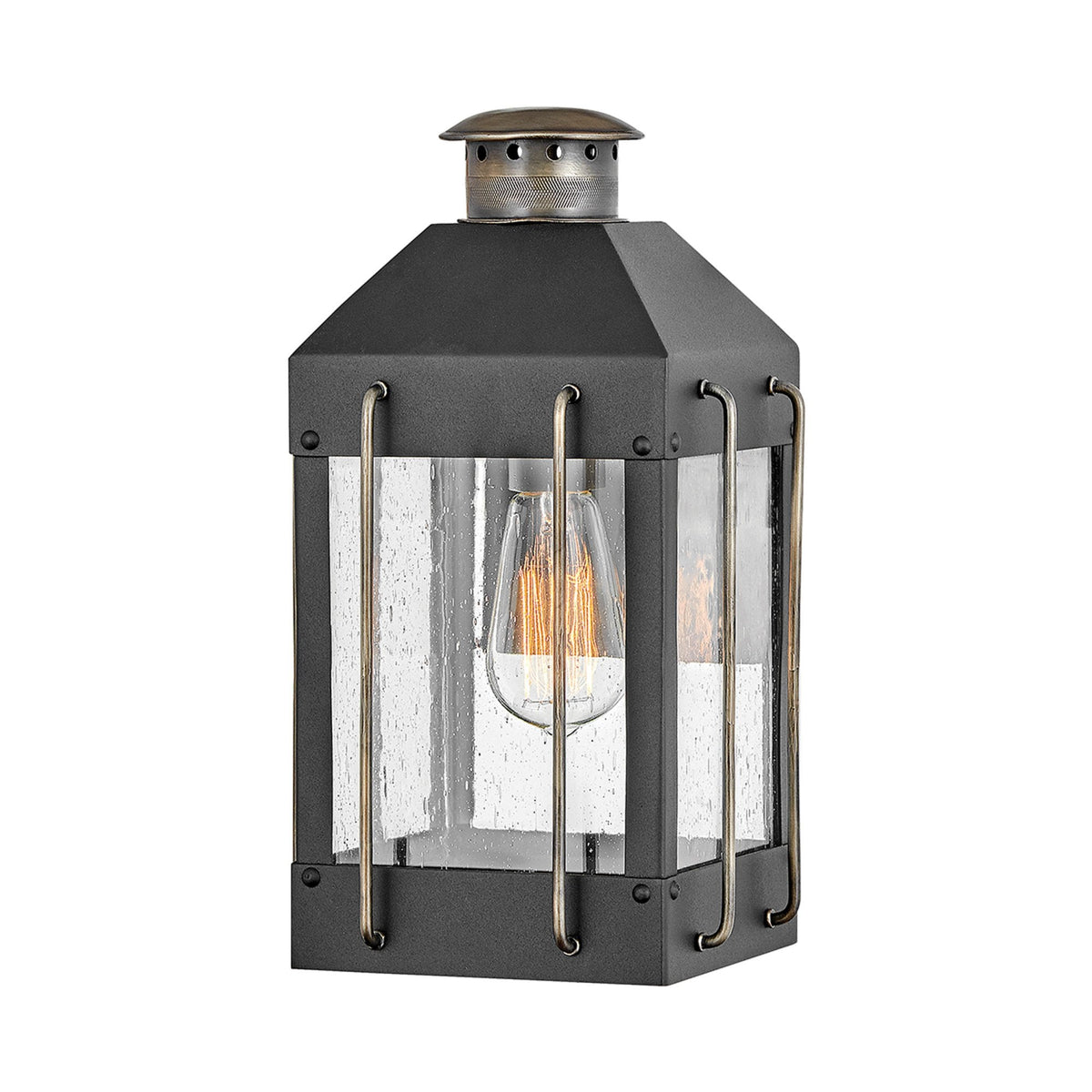Fitzgerald IP44 Exterior Small Wall Light in Textured Black and Burnished Bronze