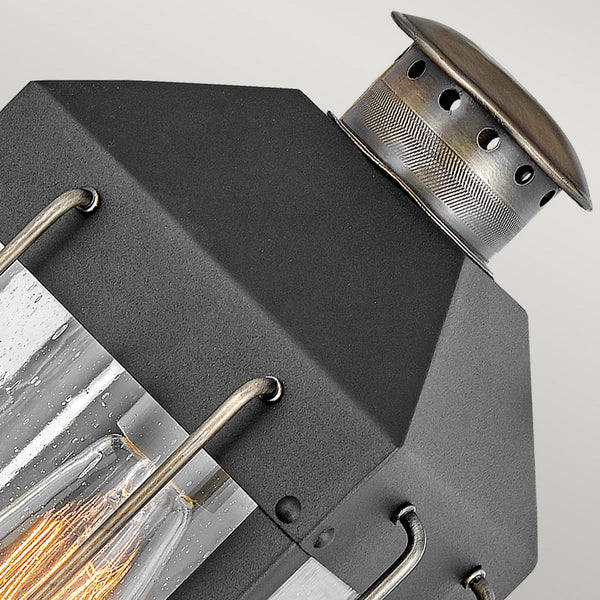 Fitzgerald IP44 Exterior Small Wall Light in Textured Black and Burnished Bronze