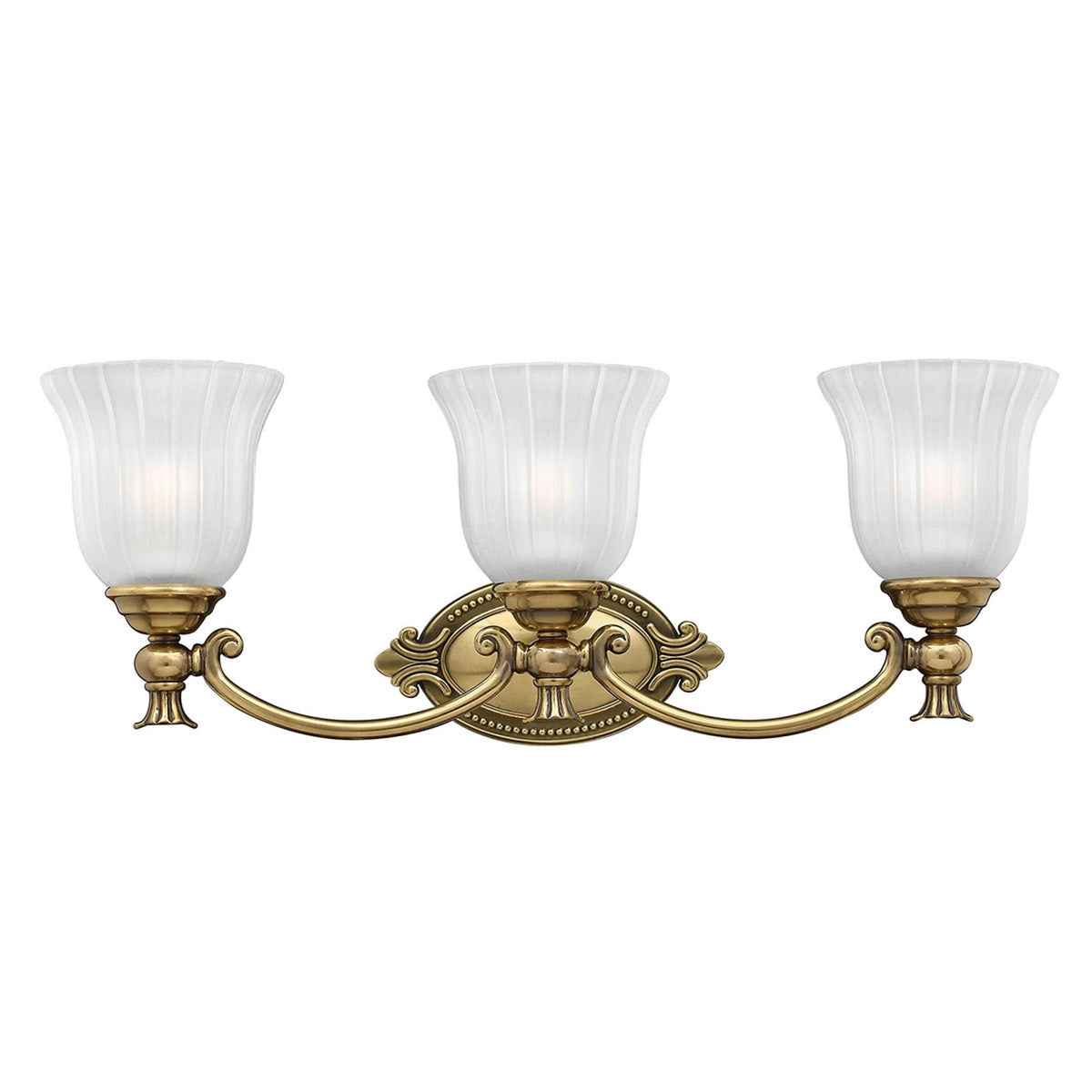 Francoise IP44 Solid Brass Triple Wall Light in Burnished Brass