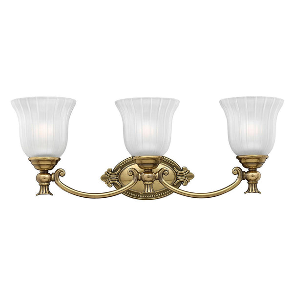 Francoise IP44 Solid Brass Triple Wall Light in Burnished Brass