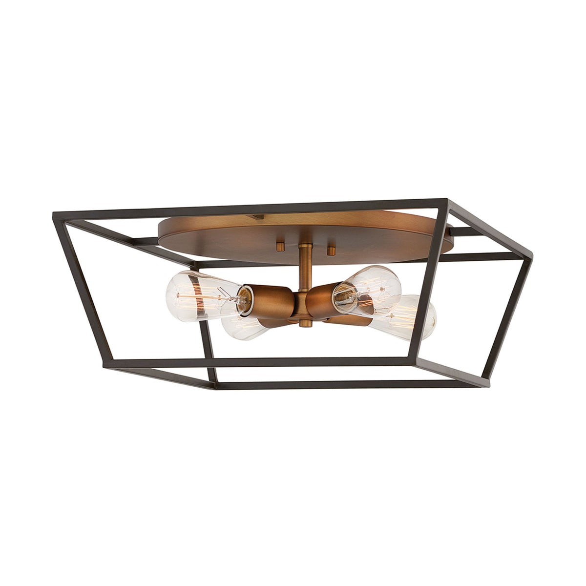 Fulton Cage Large Flush Ceiling Light in Bronze