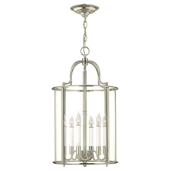 Gentry Six Light Large Pendant in Polished Nickel