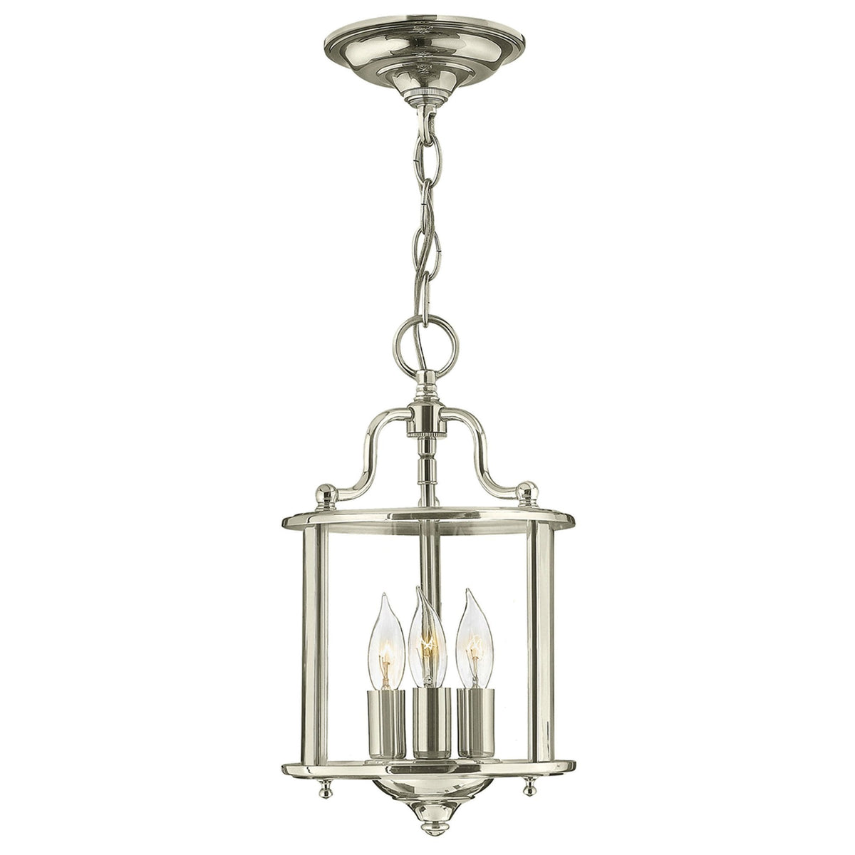 Gentry Three Light Small Pendant in Polished Nickel