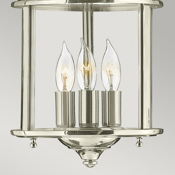 Gentry Three Light Small Pendant in Polished Nickel