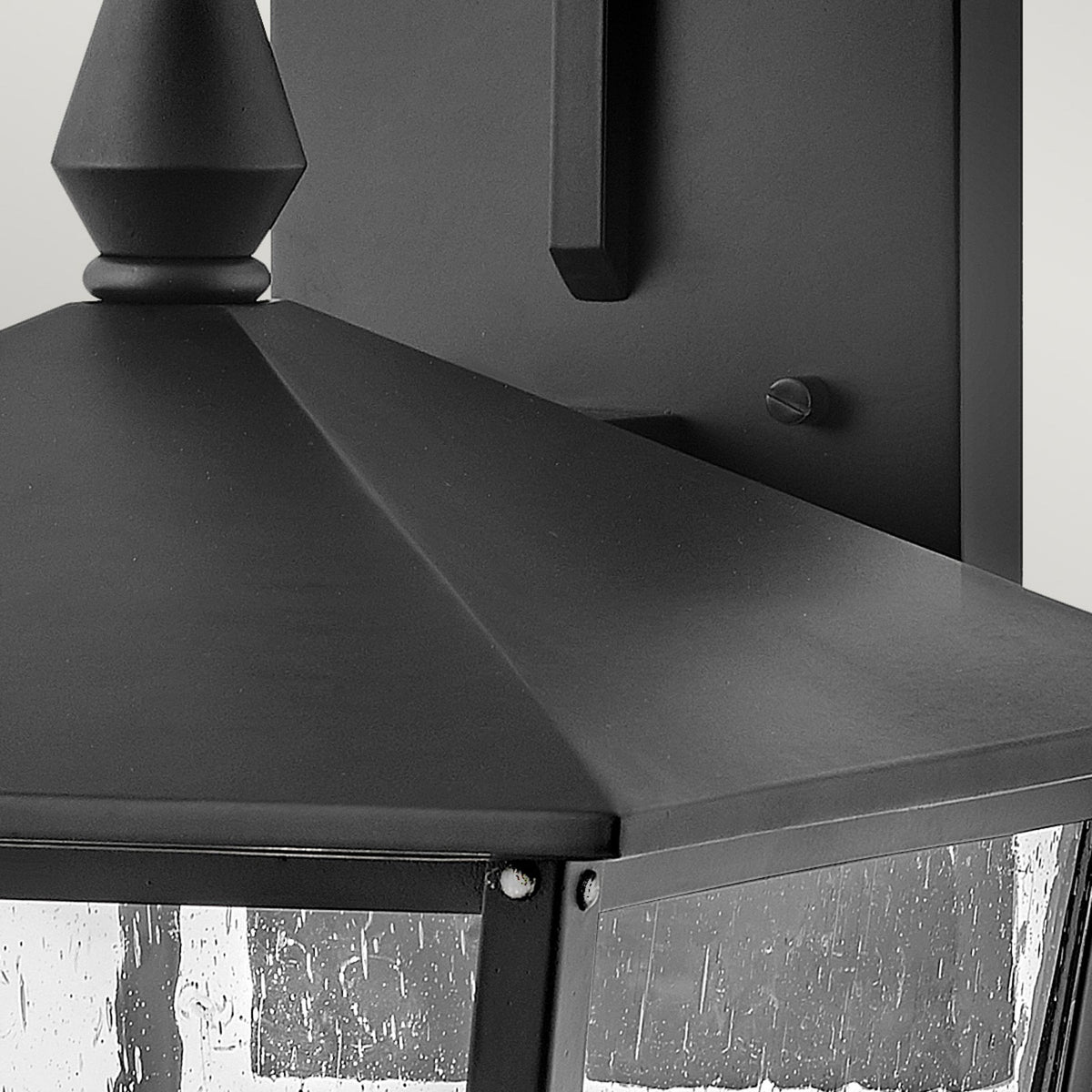 Huntersfield IP44 Exterior Large Wall Light in Black with Clear Seeded Class