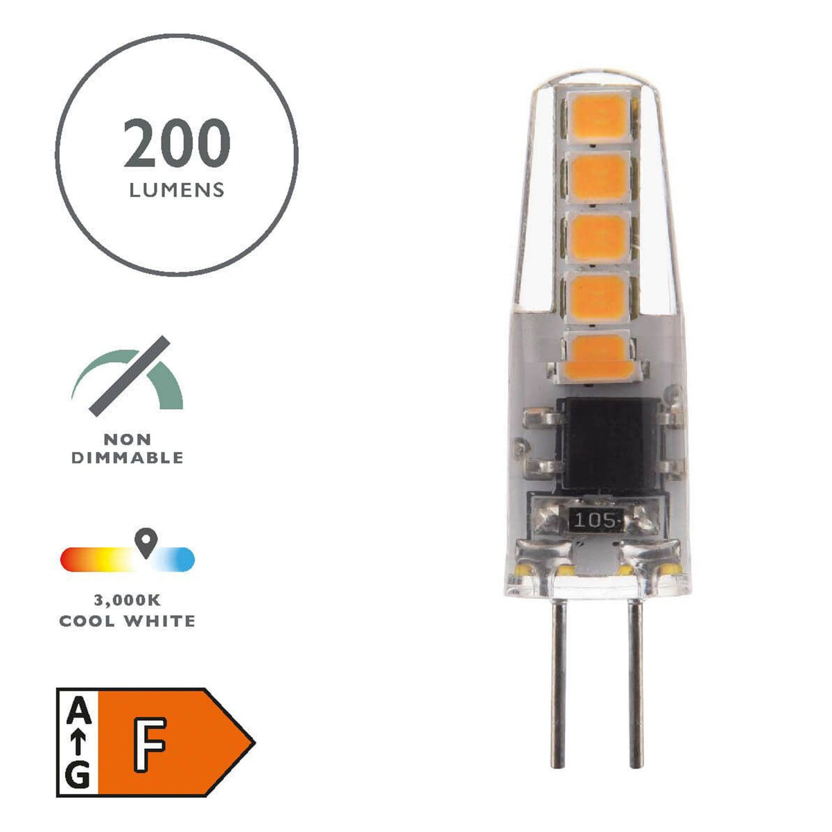 G4 Warm White LED 2W 3000K 200lm