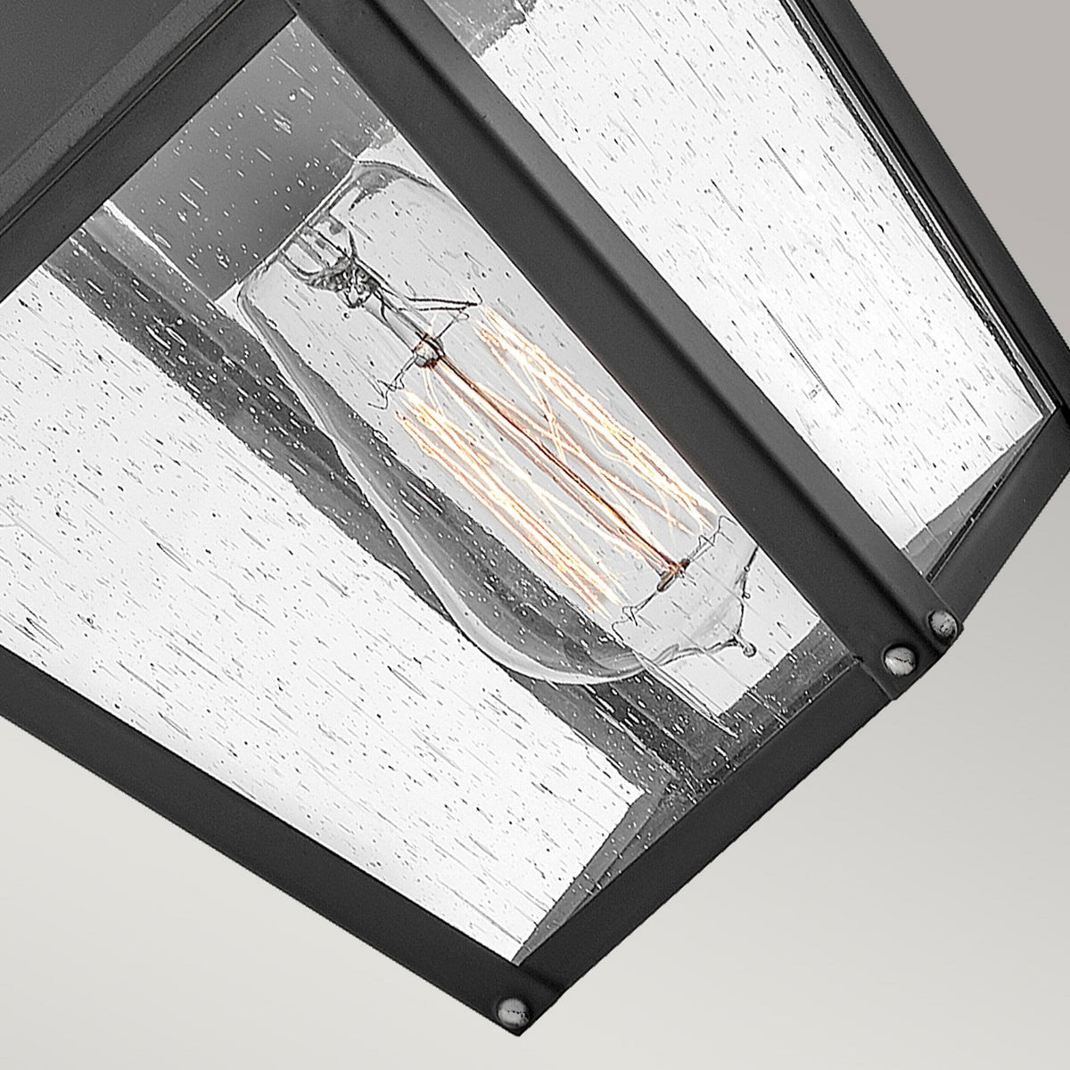 Huntersfield IP44 Exterior Small Wall Light in Black with Clear Seeded Class