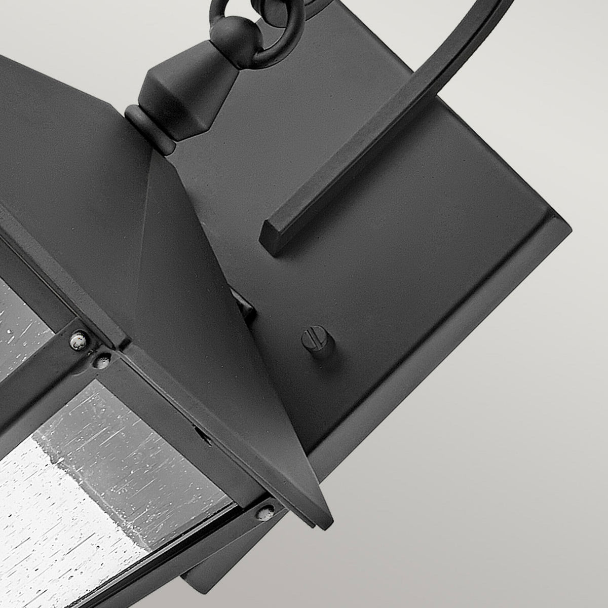 Huntersfield IP44 Exterior Small Wall Light in Black with Clear Seeded Class