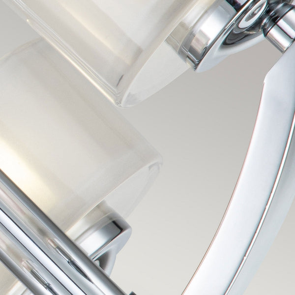 Meridian IP44 Bathroom Semi Flush Ceiling Light in Polished Chrome with Opal Glass