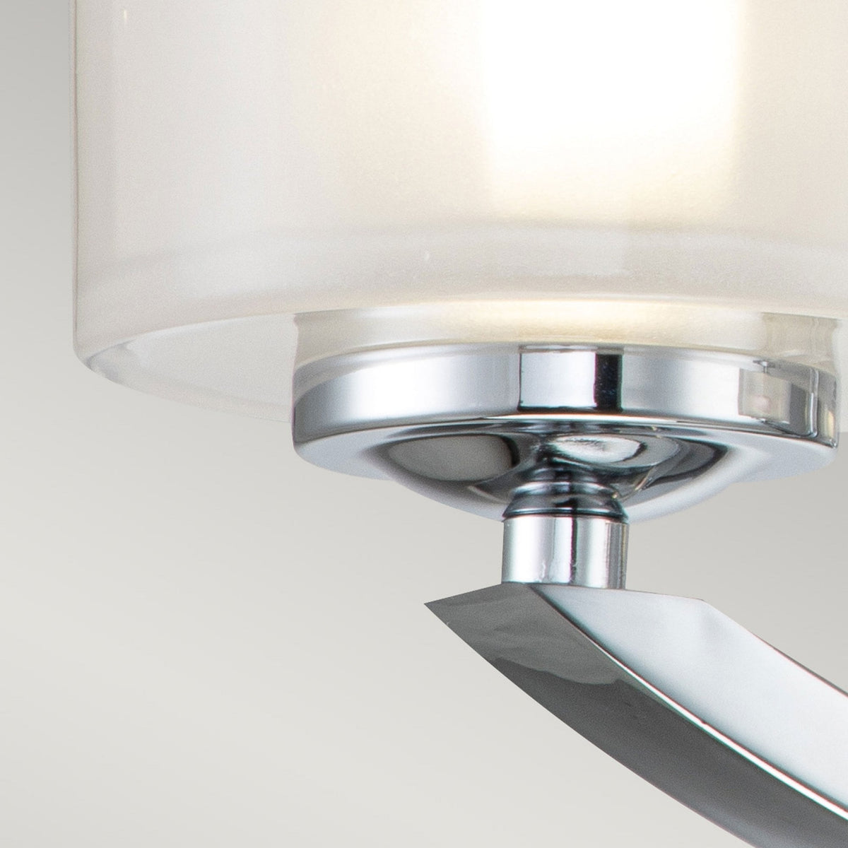 Meridian IP44 Bathroom Semi Flush Ceiling Light in Polished Chrome with Opal Glass