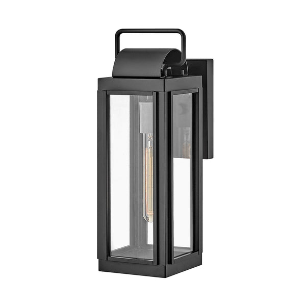 Sag Harbor IP44 Exterior Small Wall Light in Black with Clear Class