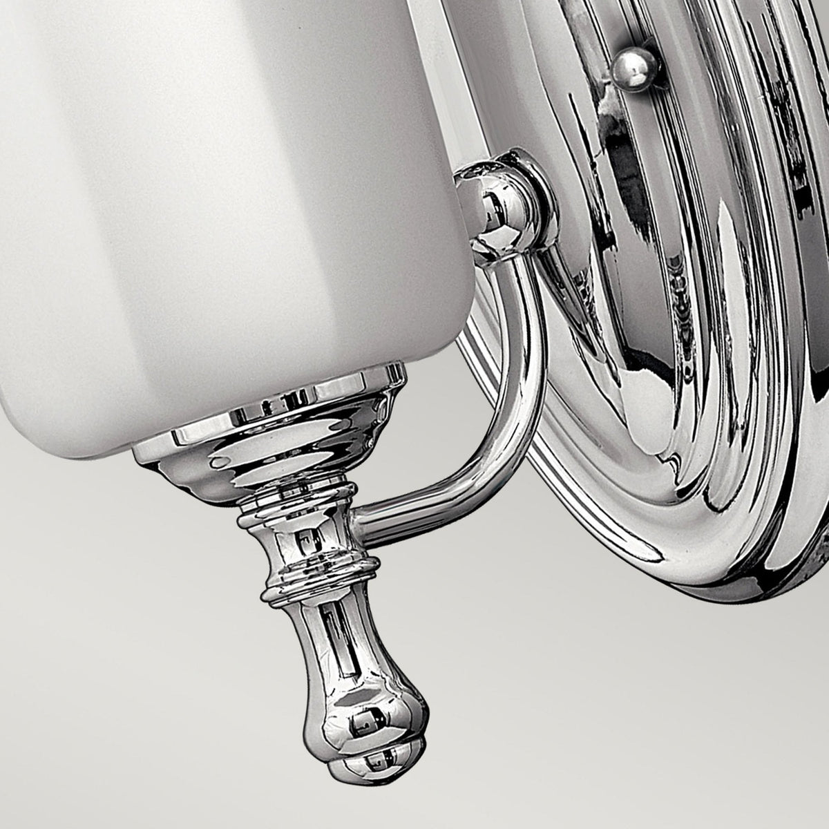 Shelly IP44 Bathroom Wall Light in Polished Chrome with Fluted Opal Glass Shade