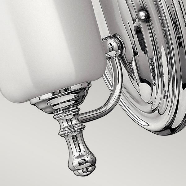 Shelly IP44 Bathroom Wall Light in Polished Chrome with Fluted Opal Glass Shade