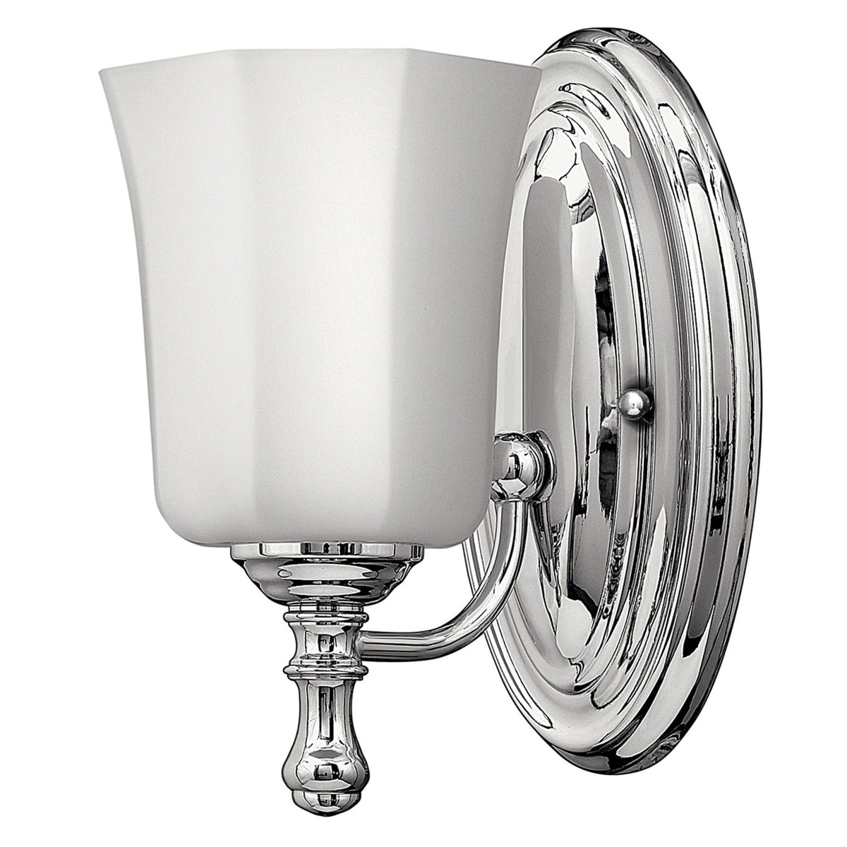Shelly IP44 Bathroom Wall Light in Polished Chrome with Fluted Opal Glass Shade