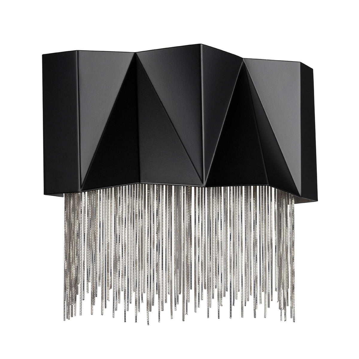 Zuma Geometric Wall Light in Satin Black with Fine Silver Jeweller's Chain