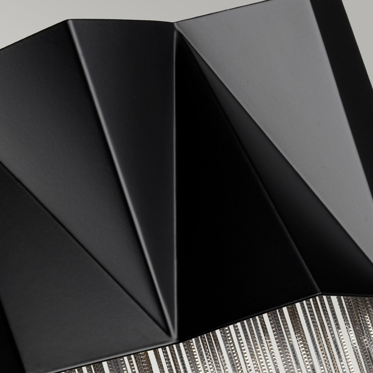 Zuma Geometric Wall Light in Satin Black with Fine Silver Jeweller's Chain
