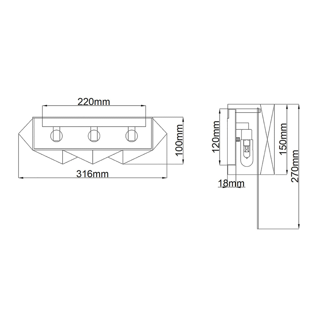 Zuma Geometric Wall Light in Satin Black with Fine Silver Jeweller's Chain