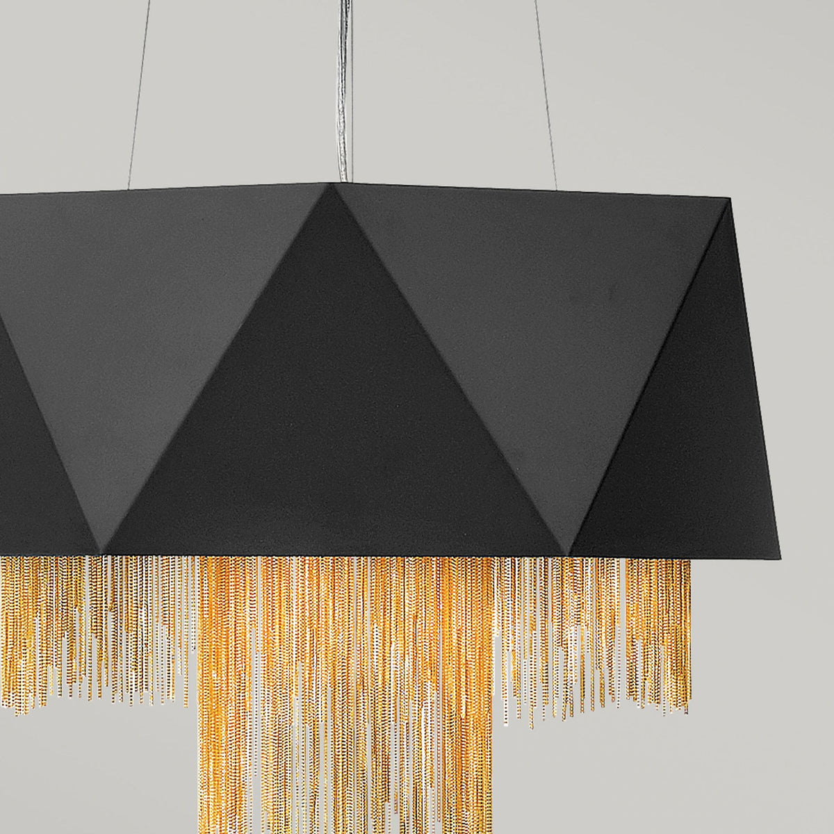 Zuma Geometric Pendant in Satin Black with Fine Gold Jeweller's Chain
