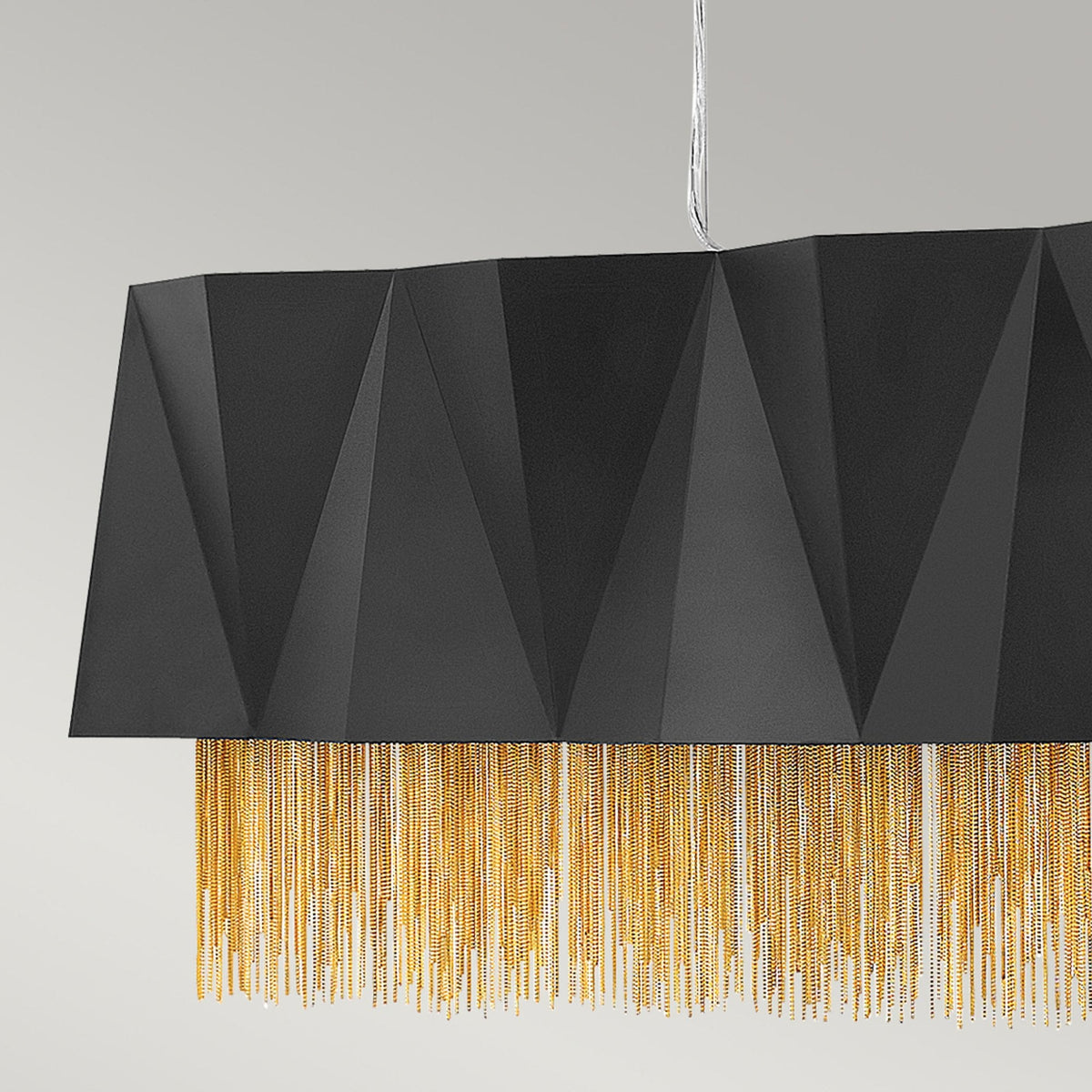 Zuma Geometric Linear Pendant in Satin Black with Fine Gold Jeweller's Chain