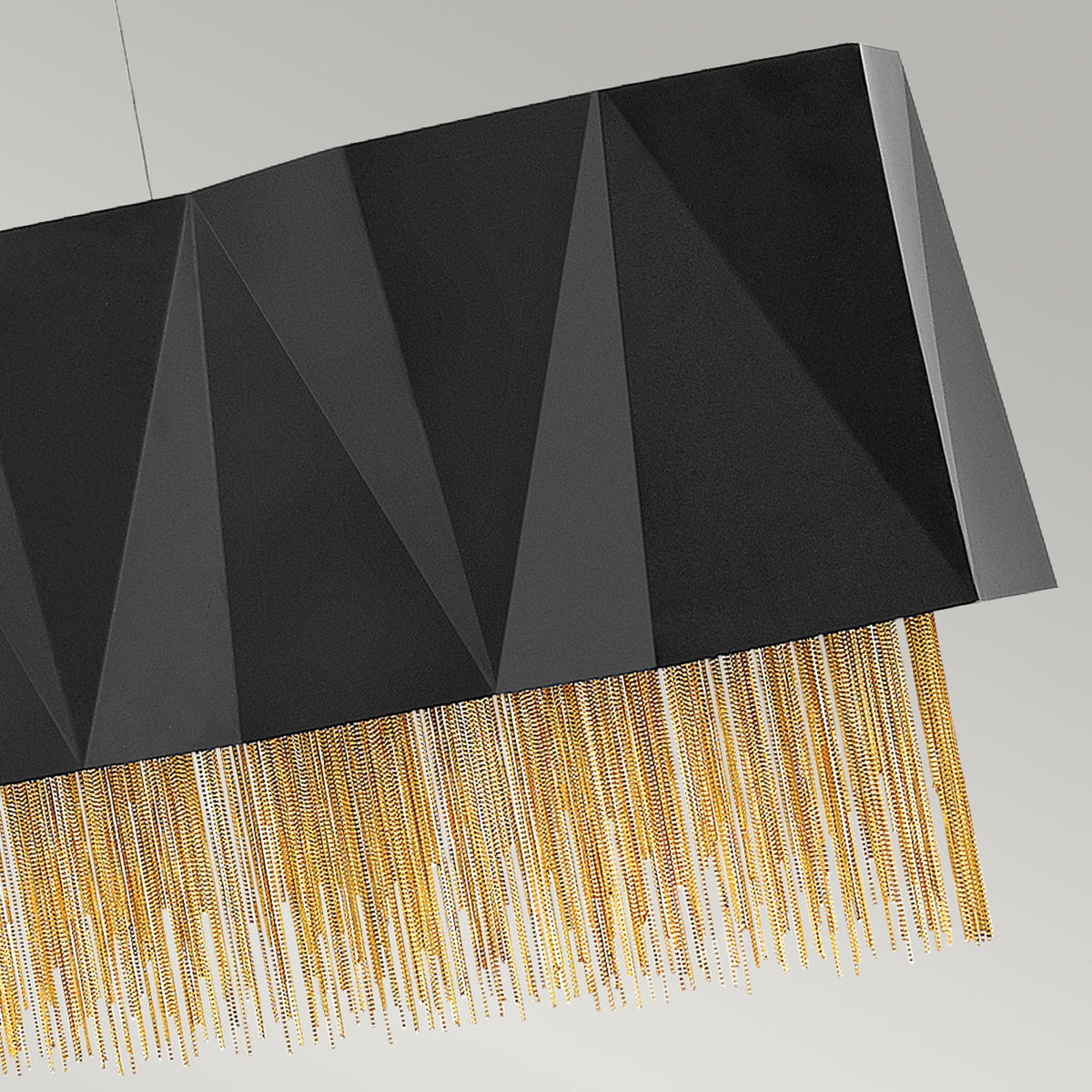 Zuma Geometric Linear Pendant in Satin Black with Fine Gold Jeweller's Chain