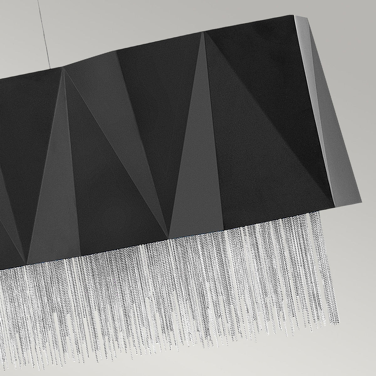 Zuma Geometric Linear Pendant in Satin Black with Fine Silver Jeweller's Chain