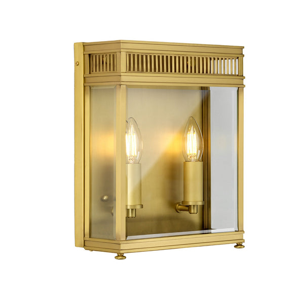 Holborn IP44 Exterior Medium Half Lantern Wall Light in Brushed Brass