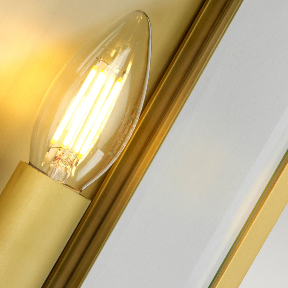 Holborn IP44 Exterior Medium Half Lantern Wall Light in Brushed Brass