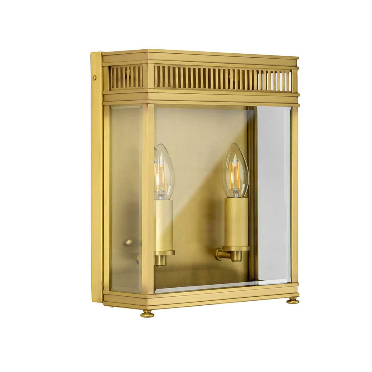 Holborn IP44 Exterior Medium Half Lantern Wall Light in Brushed Brass