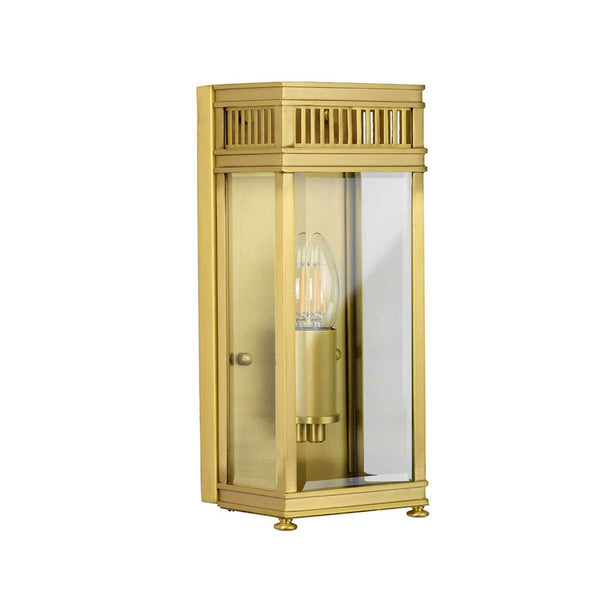 Holborn IP44 Exterior Small Half Lantern Wall Light in Brushed Brass