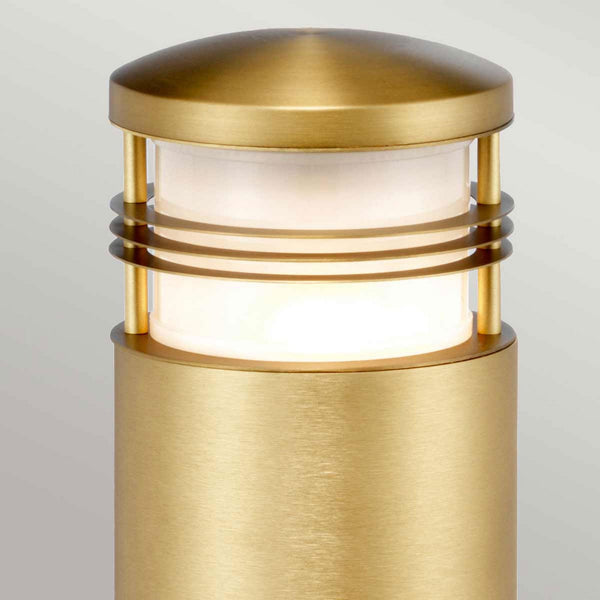 New Brighton Coastal IP55 Solid Brass Mini Bollard Light in Brushed Brass Finish