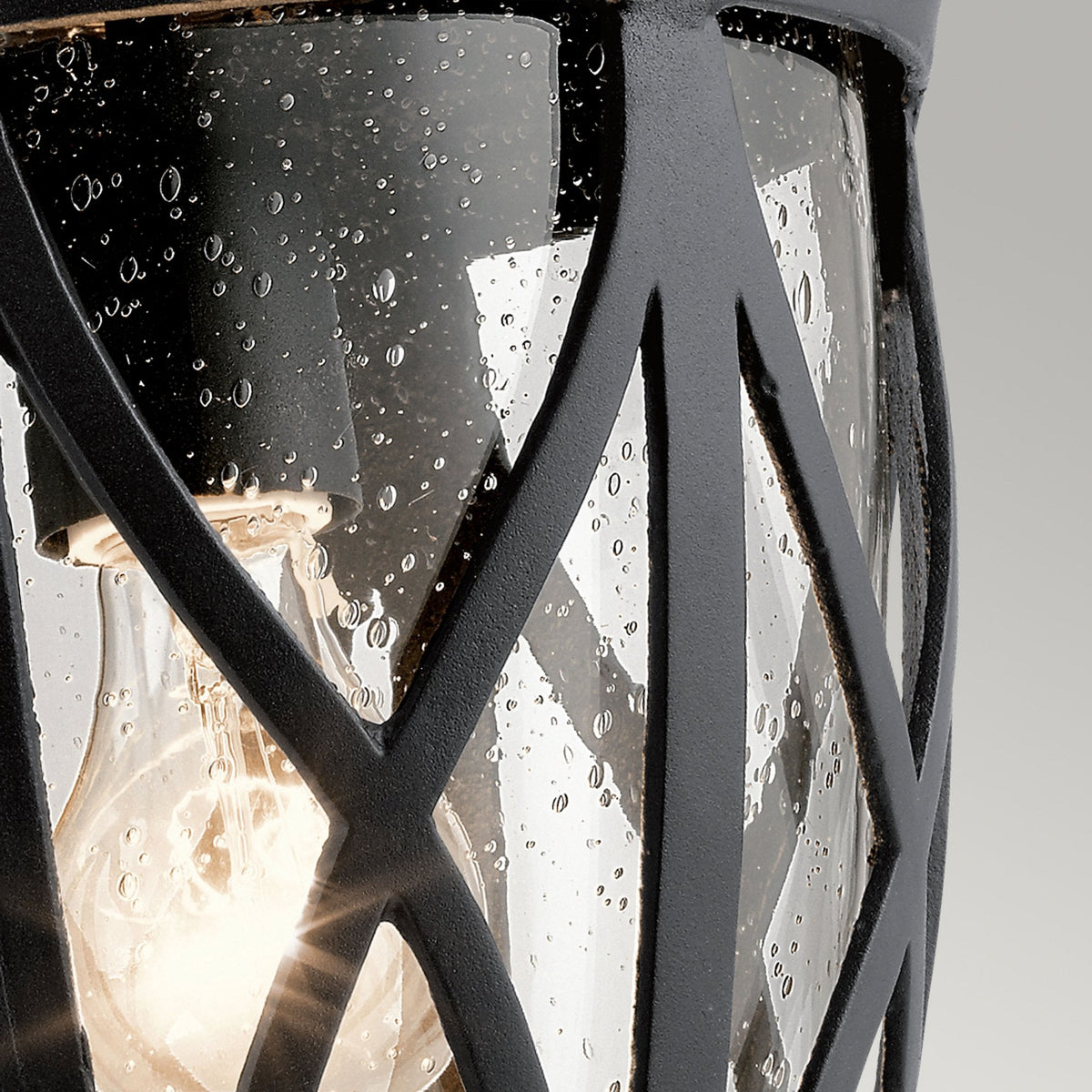 Admirals Cove Coastal Large Wall Light in Textured Black with Clear Seeded Glass