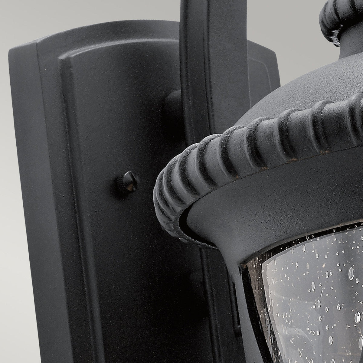 Admirals Cove Coastal Large Wall Light in Textured Black with Clear Seeded Glass