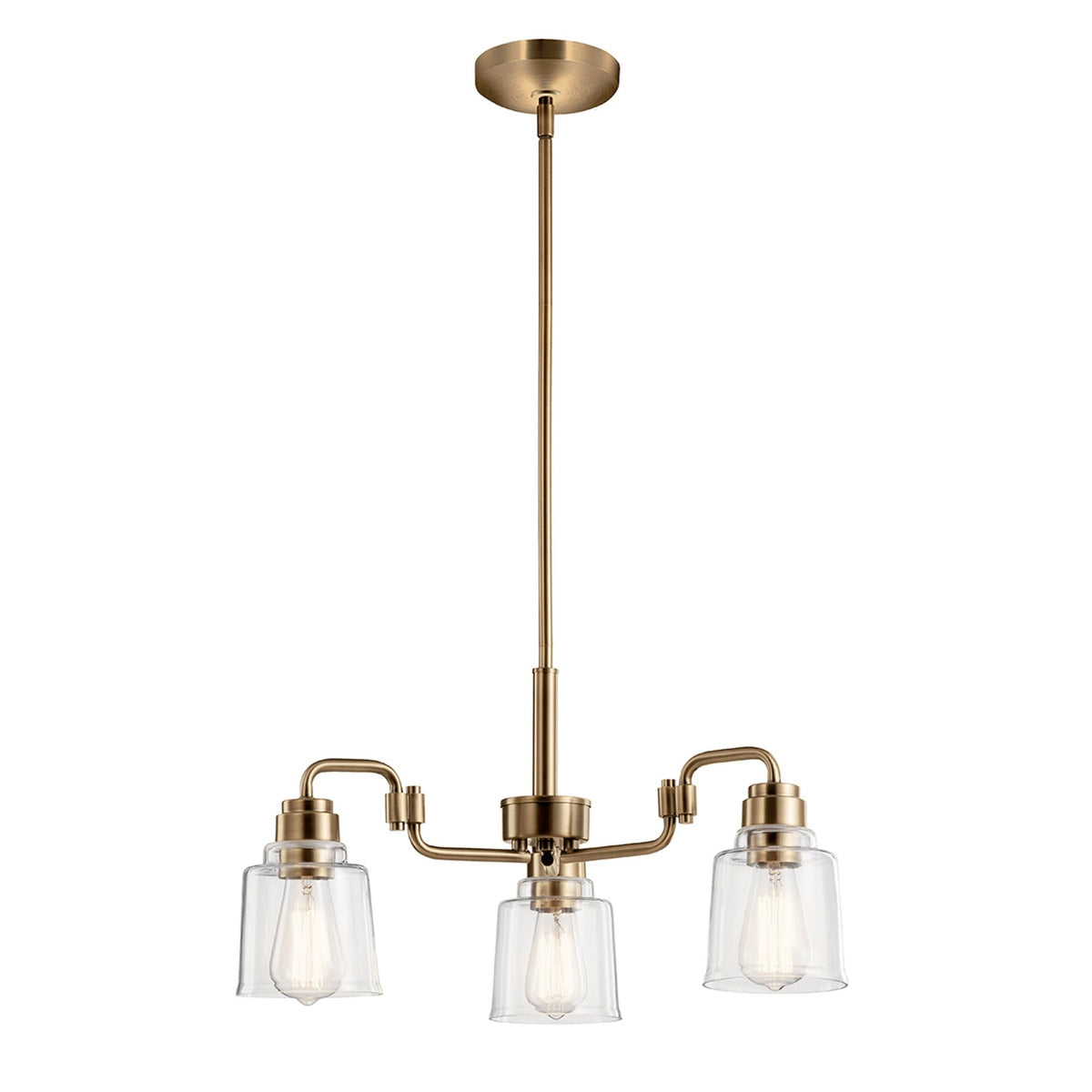 Aivian Three Arm Dual Mount Chandelier or Semi Flush Light in Weathered Brass