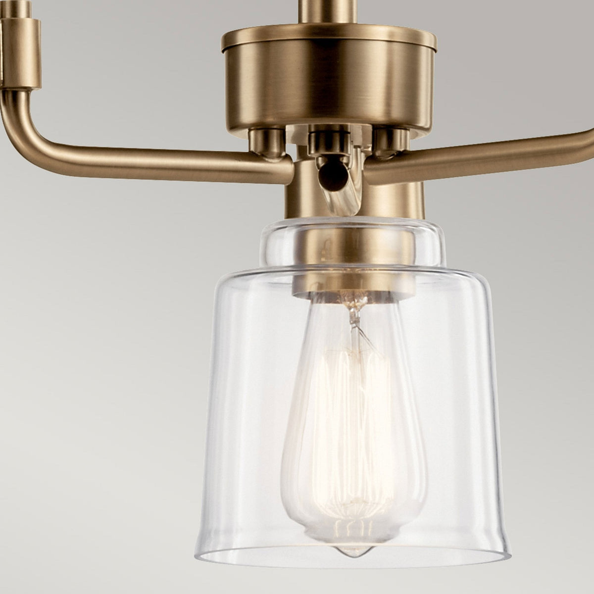 Aivian Three Arm Dual Mount Chandelier or Semi Flush Light in Weathered Brass