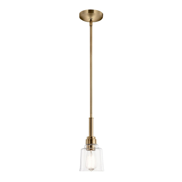 Aivian Single Drop Dual Mount Pendant or Semi Flush Light in Weathered Brass