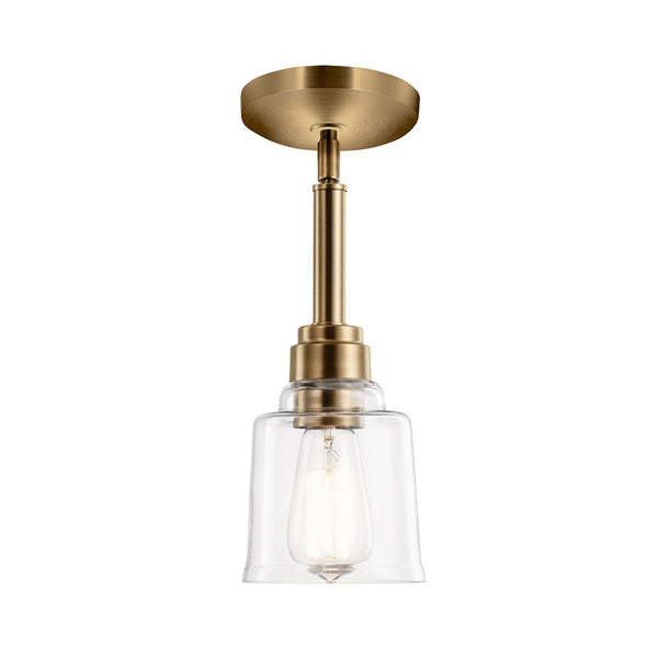 Aivian Single Drop Dual Mount Pendant or Semi Flush Light in Weathered Brass