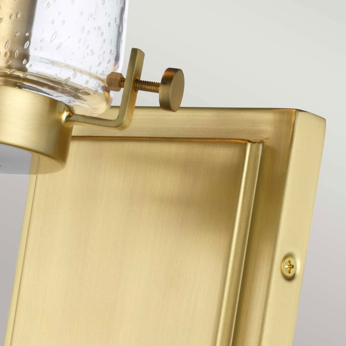 Alton IP44 Bathroom Wall Light in Brushed Brass with Clear Seeded Glass Diffuser